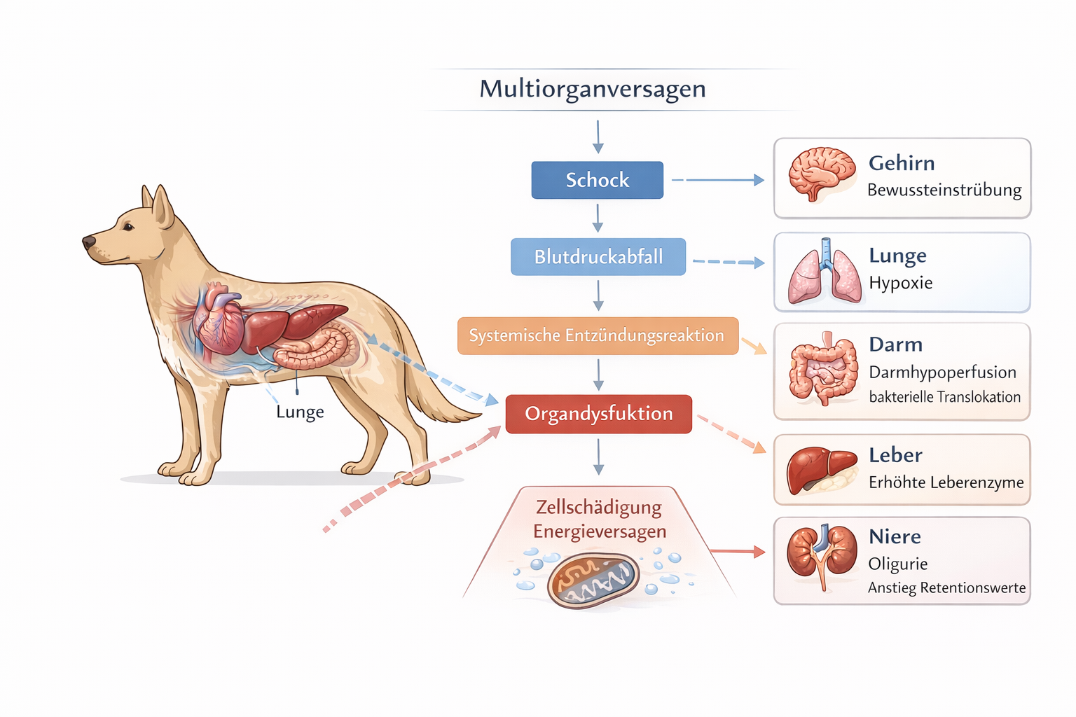 Multiorganversagen beim Hund &ndash; Lehrgrafik